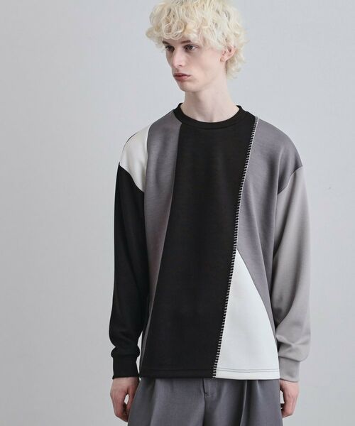 tk.TAKEO KIKUCHI / ティーケー タケオキクチ カットソー | ダイヤゴナルブランケットカットソー（ブラック(519)）