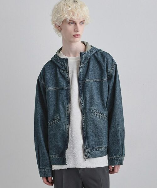 tk.TAKEO KIKUCHI / ティーケー タケオキクチ レザーブルゾン・ジャケット | 【セットアップ対応】デニムフードブルゾン（ブルー(093)）