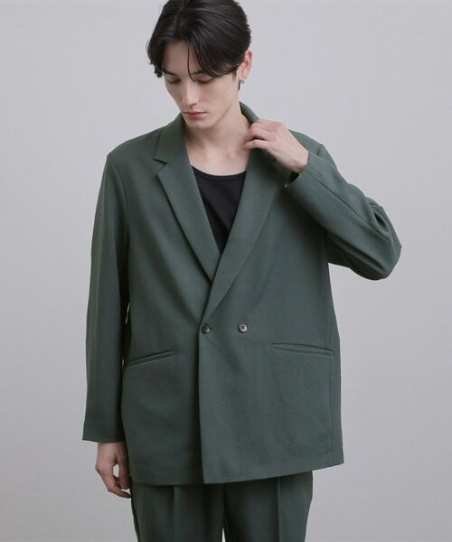 tk.TAKEO KIKUCHI / ティーケー タケオキクチ セットアップ | 【上下2点セット ジャケット＆パンツ】ダブルセットアップ（グリーン(023)）