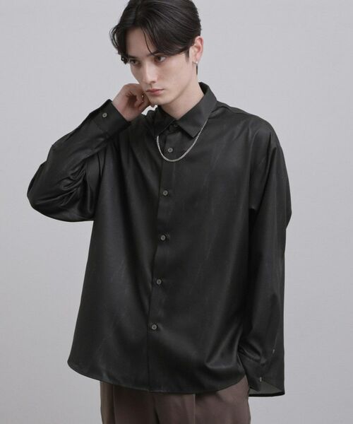 tk.TAKEO KIKUCHI / ティーケー タケオキクチ シャツ・ブラウス | 【ネックレス付き】プリントシャツ（ブラック(019)）