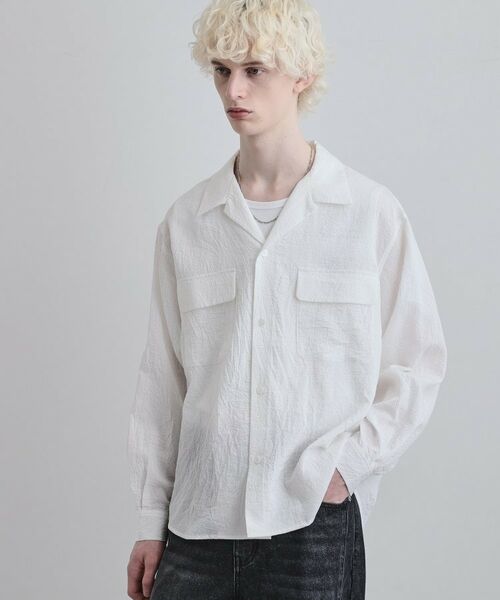 tk.TAKEO KIKUCHI / ティーケー タケオキクチ シャツ・ブラウス | シアーストライプシャツ（ホワイト(001)）