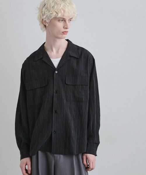 tk.TAKEO KIKUCHI / ティーケー タケオキクチ シャツ・ブラウス | シアーストライプシャツ（ブラック(019)）