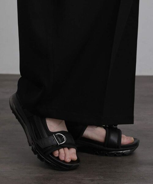 tk.TAKEO KIKUCHI / ティーケー タケオキクチ サンダル | クリアソールダブルベルトサンダル（ブラック(019)）