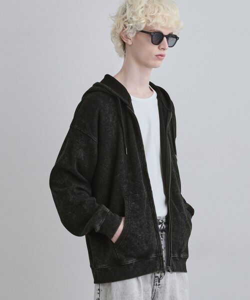 tk.TAKEO KIKUCHI / ティーケー タケオキクチ パーカー | ヴィンテージワッフルジップパーカー（ブラック(019)）