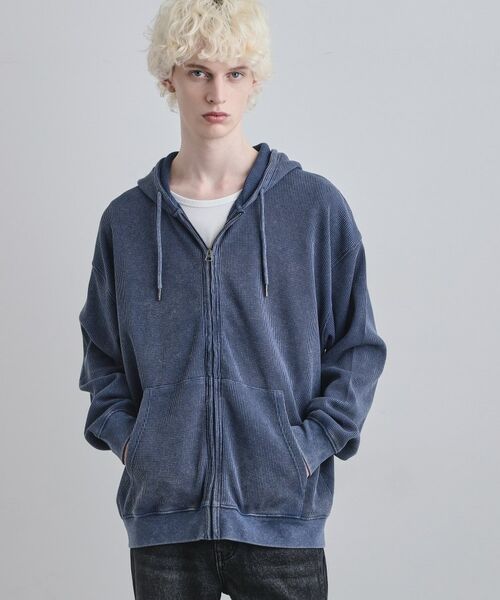 tk.TAKEO KIKUCHI / ティーケー タケオキクチ パーカー | ヴィンテージワッフルジップパーカー（ブルー(093)）