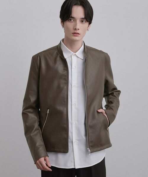 tk.TAKEO KIKUCHI / ティーケー タケオキクチ レザーブルゾン・ジャケット | シングルライダースジャケット（ブラウン(044)）