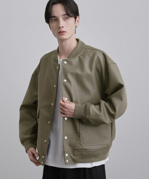 tk.TAKEO KIKUCHI / ティーケー タケオキクチ レザーブルゾン・ジャケット | A－1フライトジャケット（チャコールグレー(014)）