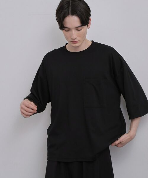 tk.TAKEO KIKUCHI / ティーケー タケオキクチ カットソー | スムースシルケット レイヤードカットソー（ブラック(019)）