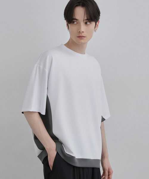 tk.TAKEO KIKUCHI / ティーケー タケオキクチ カットソー | サイド切り替えカットソー（ホワイト(001)）