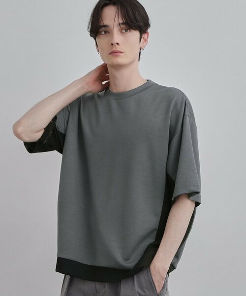 tk.TAKEO KIKUCHI / ティーケー タケオキクチ カットソー | サイド切り替えカットソー（チャコールグレー(014)）