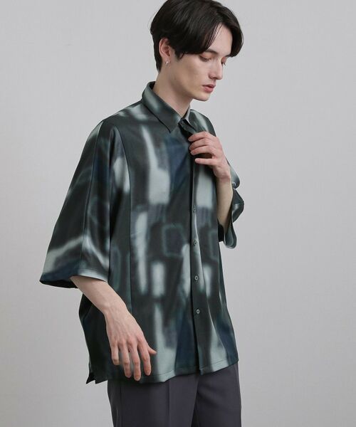 tk.TAKEO KIKUCHI / ティーケー タケオキクチ シャツ・ブラウス | アブストラクトドルマンシャツ（ブラック(419)）