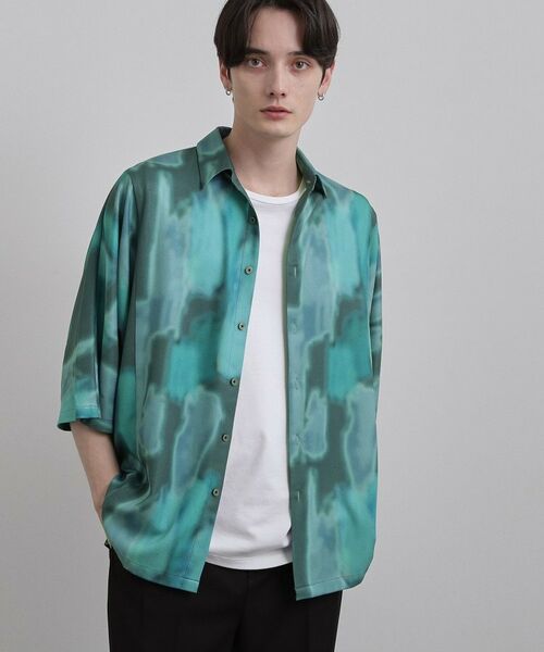 tk.TAKEO KIKUCHI / ティーケー タケオキクチ シャツ・ブラウス | アブストラクトドルマンシャツ（ブルー(493)）