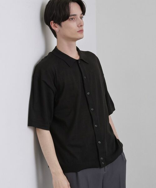 tk.TAKEO KIKUCHI / ティーケー タケオキクチ ニット・セーター | 半袖ニットシャツ（ブラック(019)）