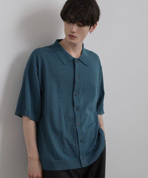 tk.TAKEO KIKUCHI / ティーケー タケオキクチ ニット・セーター | 半袖ニットシャツ（ブルー(092)）