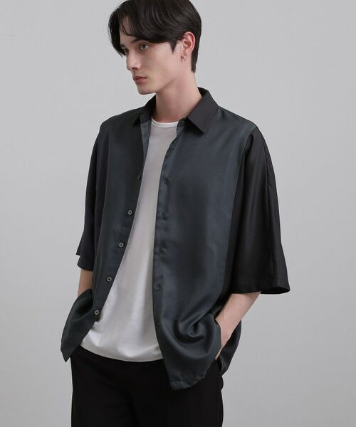tk.TAKEO KIKUCHI / ティーケー タケオキクチ シャツ・ブラウス | ドルマン半袖シャツ（チャコールグレー(514)）