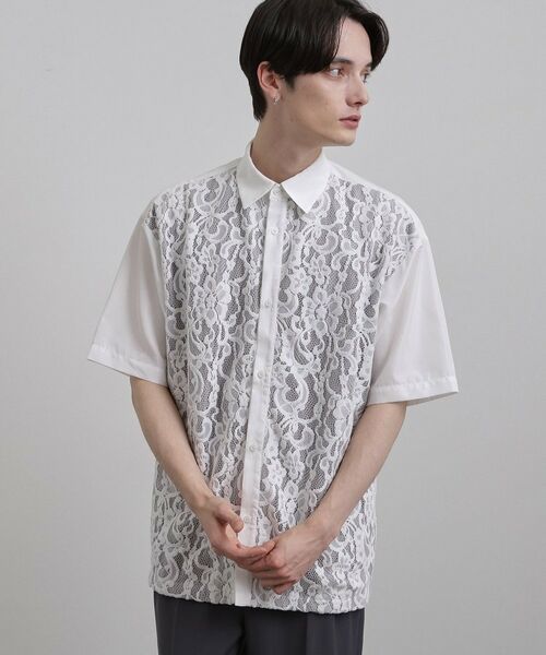 tk.TAKEO KIKUCHI / ティーケー タケオキクチ シャツ・ブラウス | 半袖レースシャツ（ホワイト(001)）