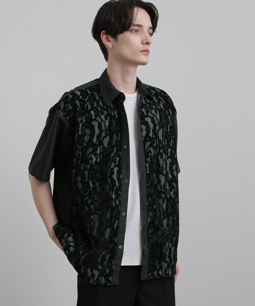 tk.TAKEO KIKUCHI / ティーケー タケオキクチ シャツ・ブラウス | 半袖レースシャツ（ネイビー(094)）