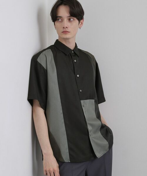 tk.TAKEO KIKUCHI / ティーケー タケオキクチ シャツ・ブラウス | ダイヤゴナル半袖シャツ（ブラック(519)）