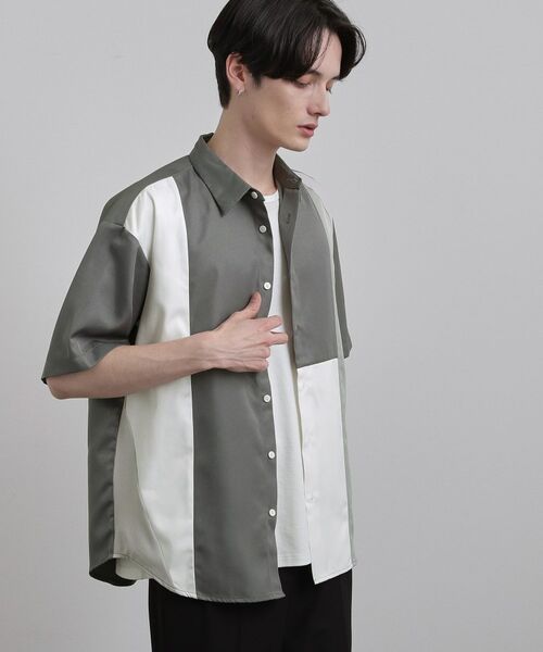 tk.TAKEO KIKUCHI / ティーケー タケオキクチ シャツ・ブラウス | ダイヤゴナル半袖シャツ（グレー(512)）