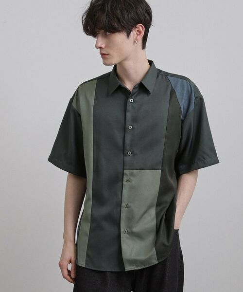 tk.TAKEO KIKUCHI / ティーケー タケオキクチ シャツ・ブラウス | ダイヤゴナル半袖シャツ（ネイビー(594)）