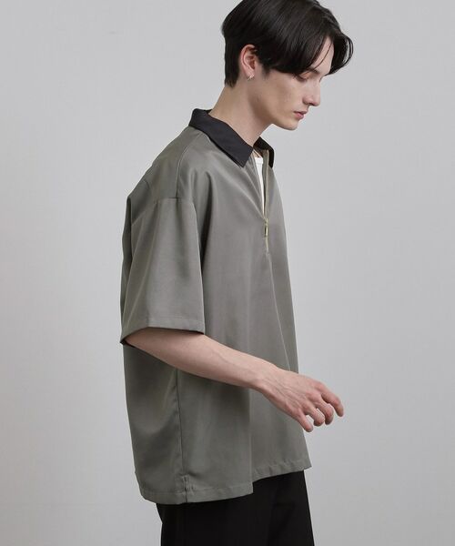 tk.TAKEO KIKUCHI / ティーケー タケオキクチ シャツ・ブラウス | 配色ハーフジップシャツ | 詳細1