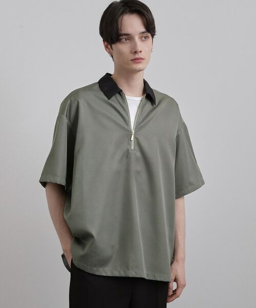 tk.TAKEO KIKUCHI / ティーケー タケオキクチ シャツ・ブラウス | 配色ハーフジップシャツ（グレー(012)）