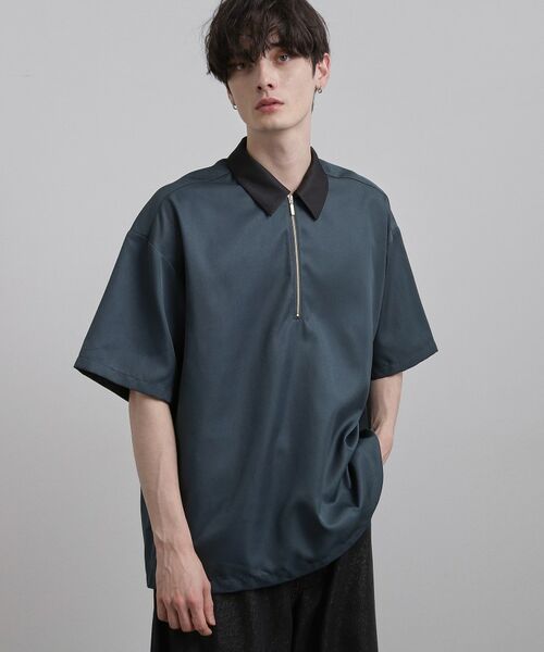 tk.TAKEO KIKUCHI / ティーケー タケオキクチ シャツ・ブラウス | 配色ハーフジップシャツ（ブルー(093)）