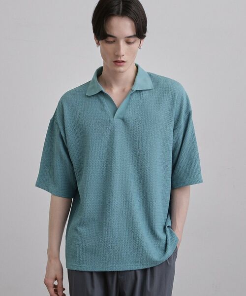 tk.TAKEO KIKUCHI / ティーケー タケオキクチ カットソー | スキッパーポロシャツ（ブルー(091)）