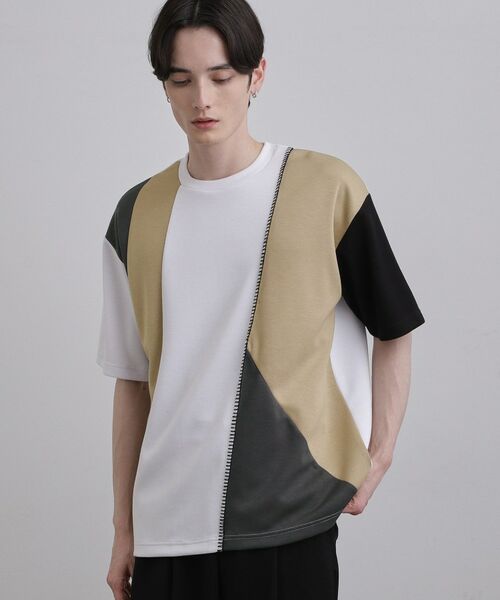 tk.TAKEO KIKUCHI / ティーケー タケオキクチ カットソー | ダイヤゴナル半袖カットソー（ホワイト(501)）