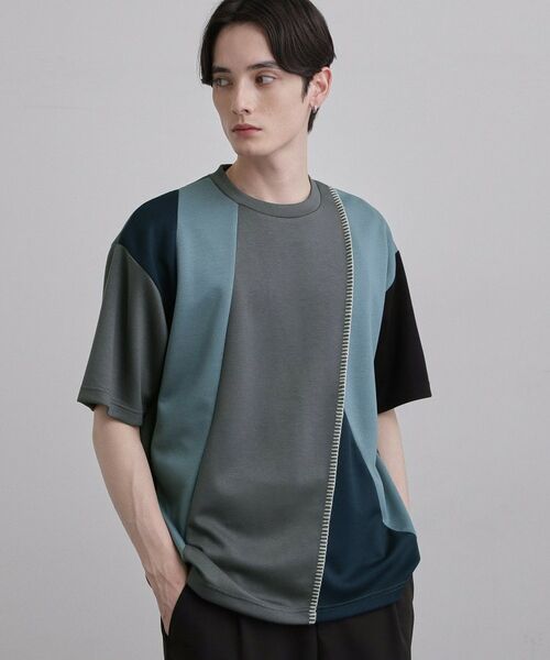 tk.TAKEO KIKUCHI / ティーケー タケオキクチ カットソー | ダイヤゴナル半袖カットソー（チャコールグレー(514)）