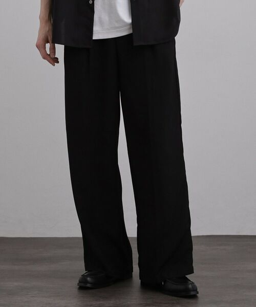 tk.TAKEO KIKUCHI / ティーケー タケオキクチ パンツ | テッククレープワイドストレートパンツ（ブラック(019)）