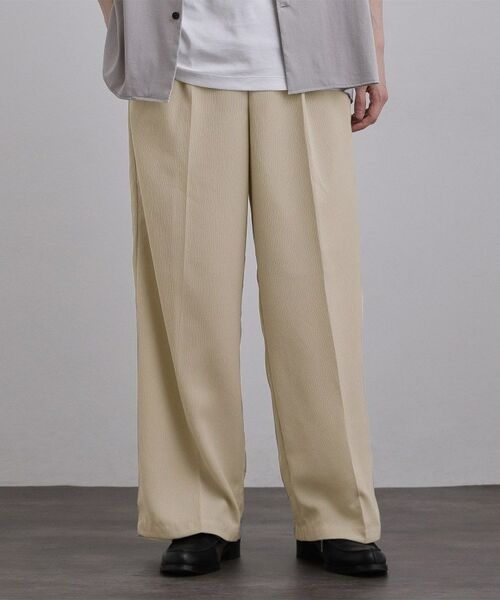 tk.TAKEO KIKUCHI / ティーケー タケオキクチ パンツ | テッククレープワイドストレートパンツ（ライトベージュ(051)）