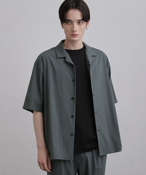 tk.TAKEO KIKUCHI / ティーケー タケオキクチ シャツ・ブラウス | 【接触冷感／UVCUT】COOL PLAY開襟シャツ（チャコールグレー(013)）