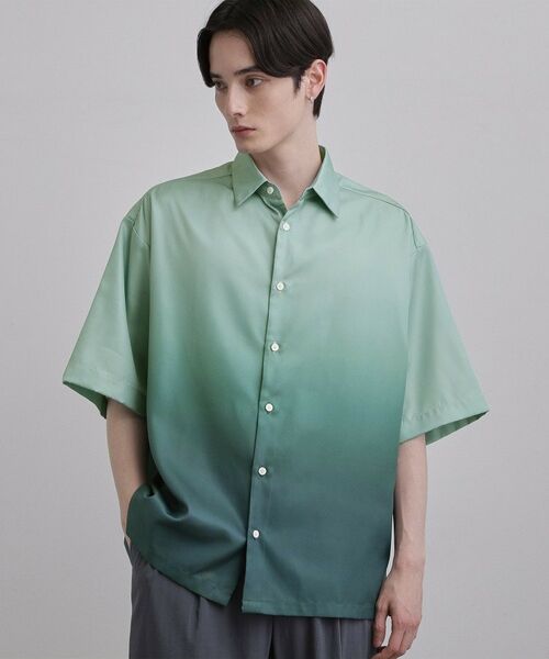 tk.TAKEO KIKUCHI / ティーケー タケオキクチ シャツ・ブラウス | グラデーションプリントシャツ（グリーン(124)）