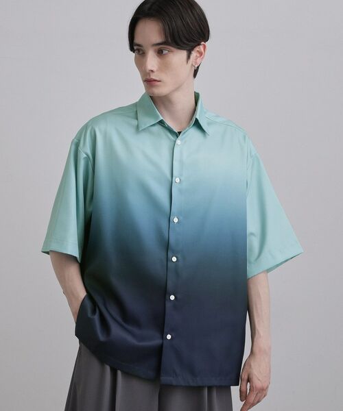 tk.TAKEO KIKUCHI / ティーケー タケオキクチ シャツ・ブラウス | グラデーションプリントシャツ（ネイビー(194)）