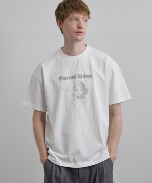 tk.TAKEO KIKUCHI / ティーケー タケオキクチ Tシャツ | ロゴフラワー刺繍Tシャツ | 詳細1