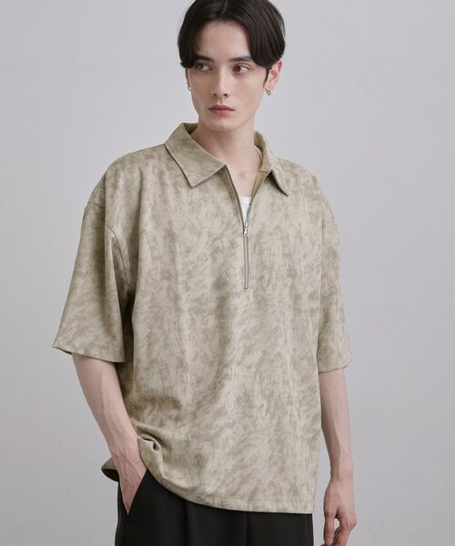 tk.TAKEO KIKUCHI / ティーケー タケオキクチ ポロシャツ | ヴィンテージハーフジップ（ベージュ(052)）