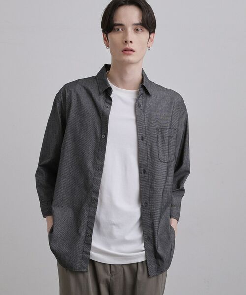 tk.TAKEO KIKUCHI / ティーケー タケオキクチ シャツ・ブラウス | COOLMAX（R）7分袖シャツ（ブラック(719)）