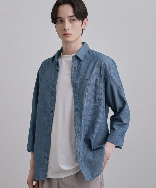 tk.TAKEO KIKUCHI / ティーケー タケオキクチ シャツ・ブラウス | COOLMAX（R）7分袖シャツ（ネイビー(794)）