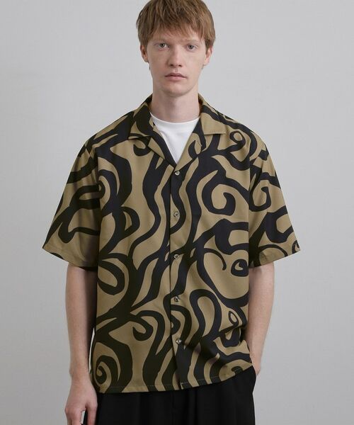 tk.TAKEO KIKUCHI / ティーケー タケオキクチ シャツ・ブラウス | 幾何学プリントシャツ（グレージュ(050)）