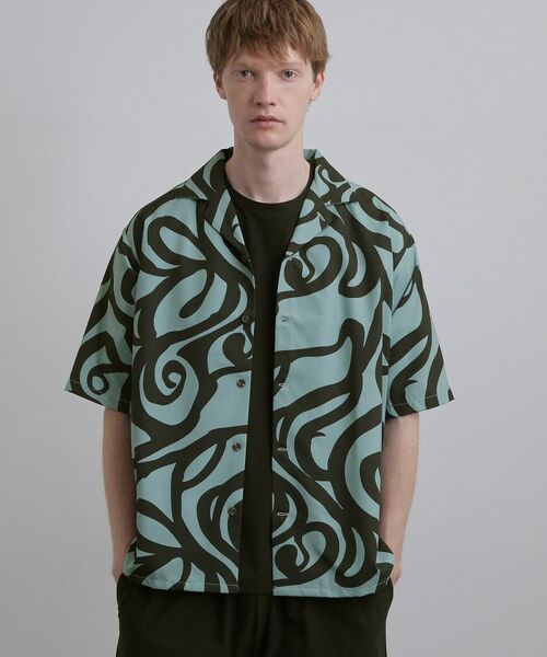 tk.TAKEO KIKUCHI / ティーケー タケオキクチ シャツ・ブラウス | 幾何学プリントシャツ（ブルー(092)）