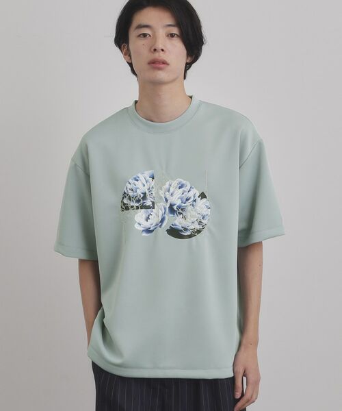 tk.TAKEO KIKUCHI / ティーケー タケオキクチ Tシャツ | フラワープリントTシャツ（ブルー(092)）