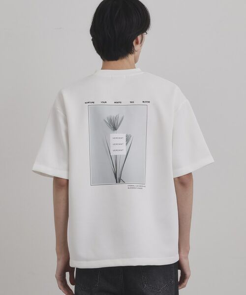 tk.TAKEO KIKUCHI / ティーケー タケオキクチ Tシャツ | バックブルームTシャツ（ホワイト(001)）