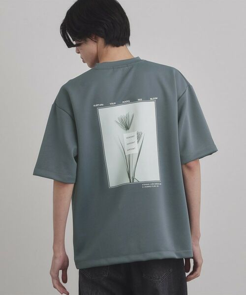 tk.TAKEO KIKUCHI / ティーケー タケオキクチ Tシャツ | バックブルームTシャツ（ブルーグリーン(097)）