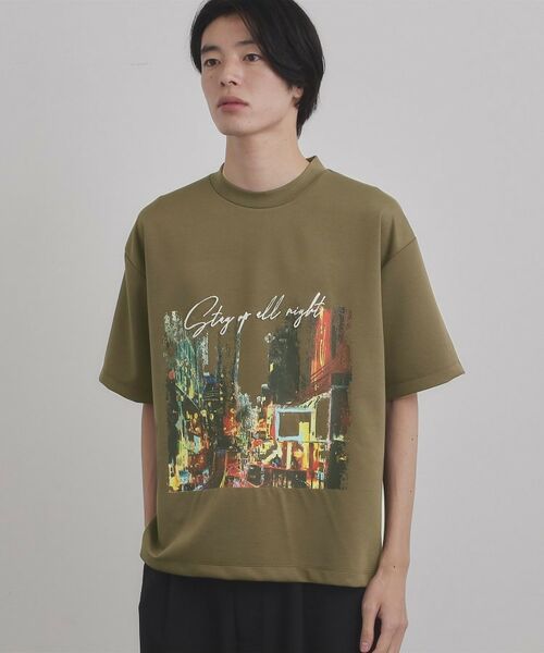 tk.TAKEO KIKUCHI / ティーケー タケオキクチ Tシャツ | ブラシ刺繍半袖Ｔシャツ（グレージュ(050)）