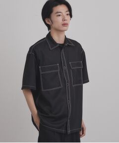 配色ステッチシャツ