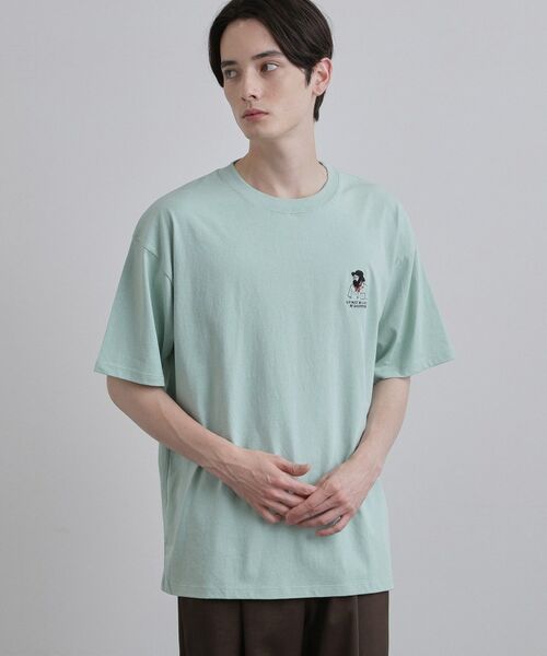 tk.TAKEO KIKUCHI / ティーケー タケオキクチ Tシャツ | ひげオジワンポイントTシャツ（ミントグリーン(021)）