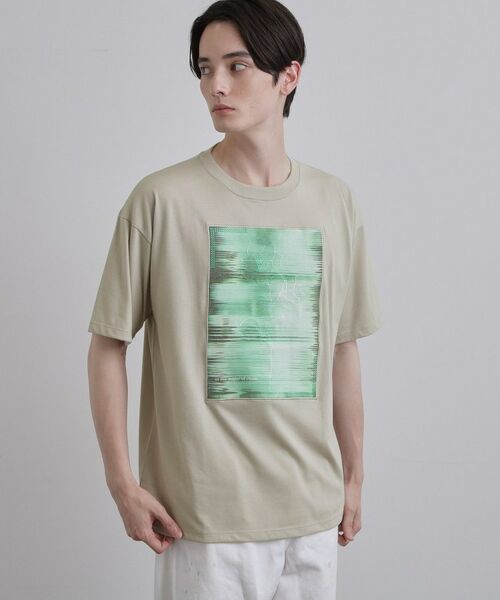 tk.TAKEO KIKUCHI / ティーケー タケオキクチ Tシャツ | クロス刺繍フォトTシャツ（グレージュ(050)）