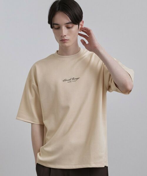 tk.TAKEO KIKUCHI / ティーケー タケオキクチ Tシャツ | ポンチスエードタッチTシャツ(アイボリー(004))