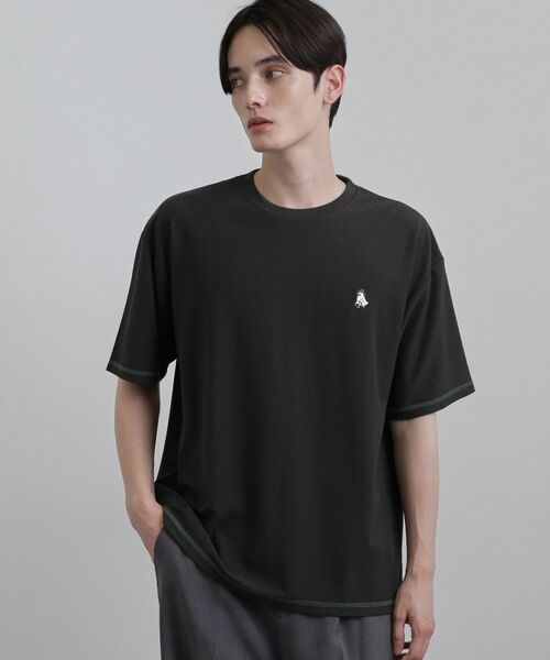 tk.TAKEO KIKUCHI / ティーケー タケオキクチ Tシャツ | ゴーストワンポイントTシャツ(チャコールグレー(014))
